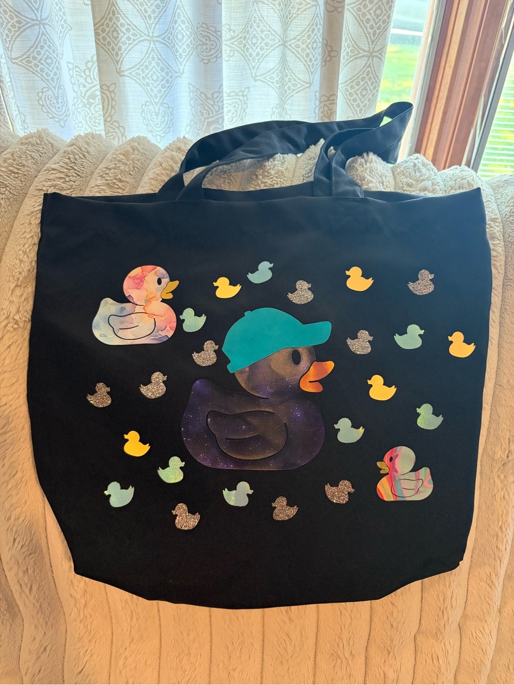 Handmade rubber ducky tote bag